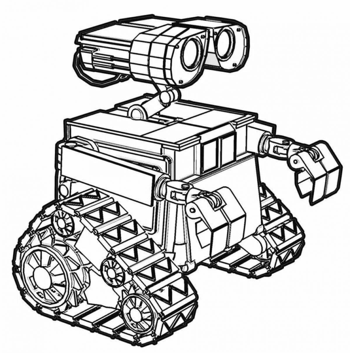 Coloring page brave robot tractor