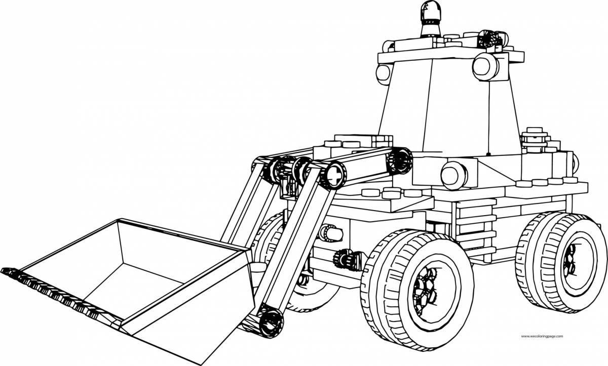 Coloring page for a spectacular robot tractor