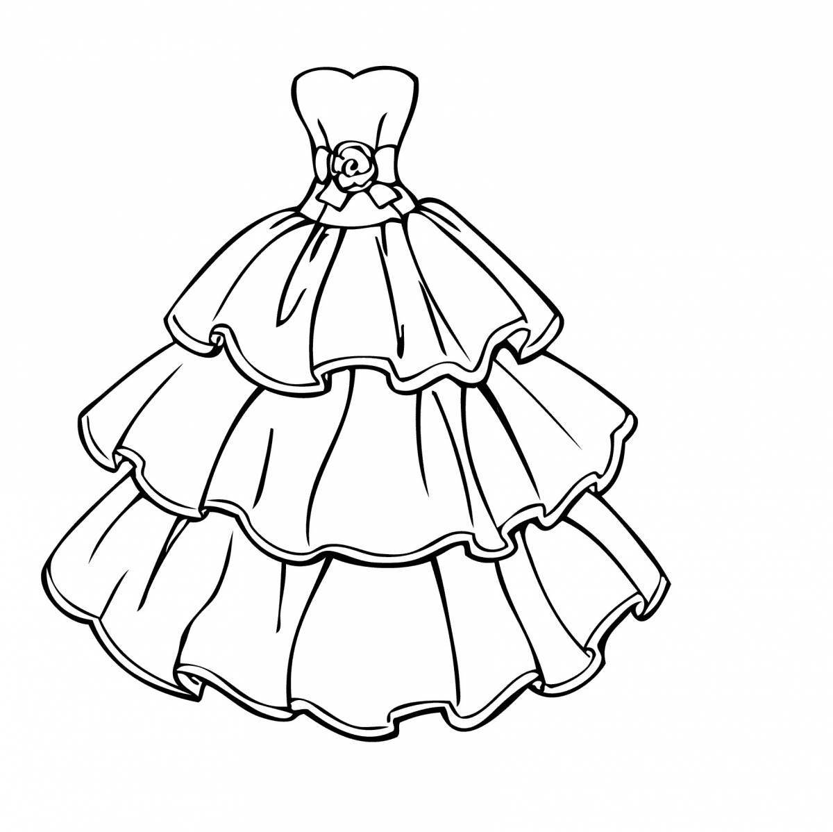 Coloring book bright beautiful dress