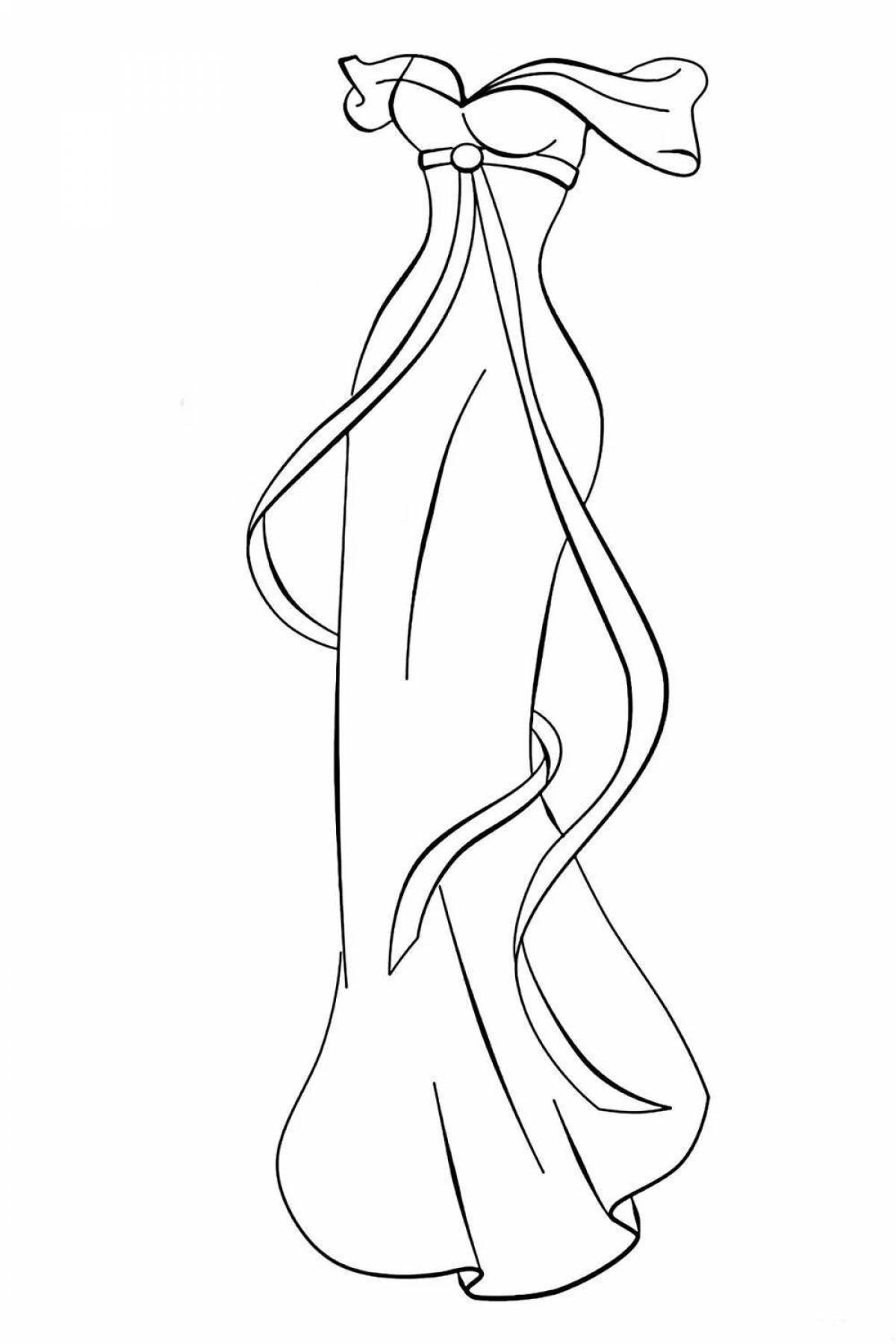 Coloring page cheerful beautiful dress