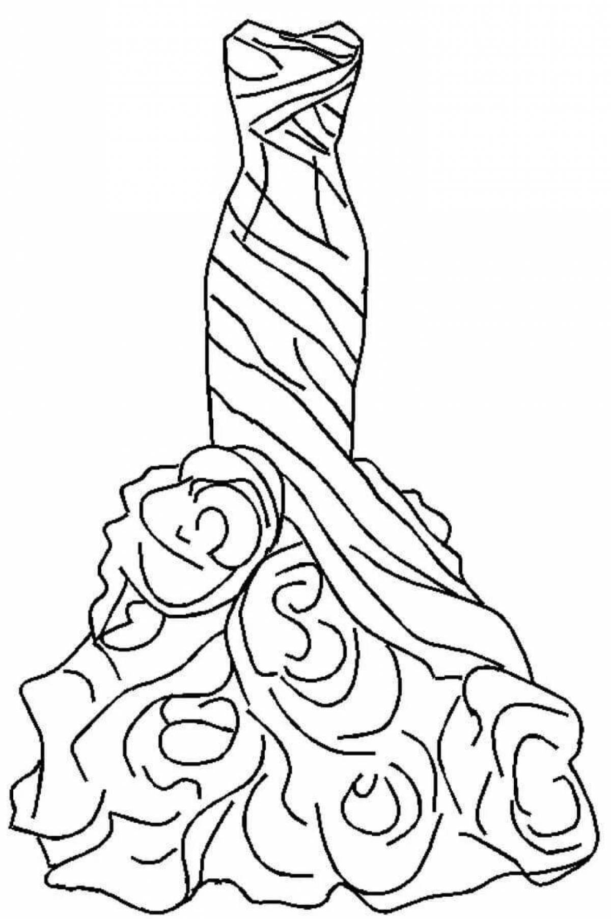 Coloring page stylish beautiful dress