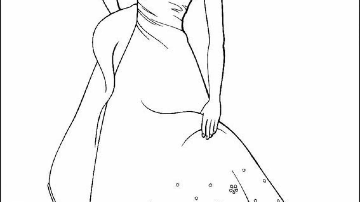 Coloring page fashionable beautiful dress