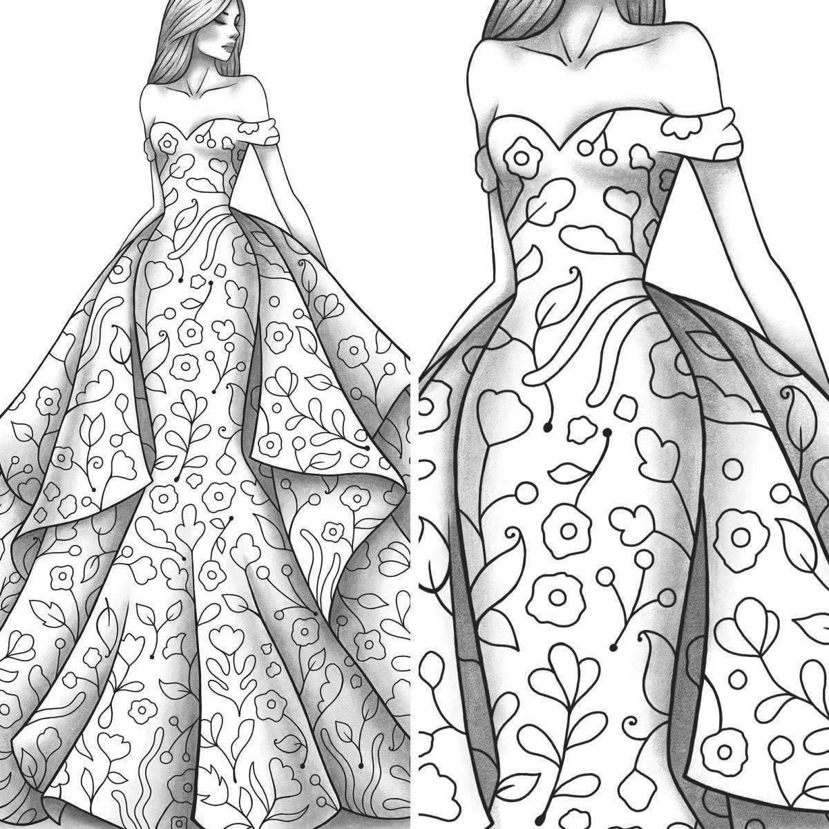 Coloring page glamorous beautiful dress