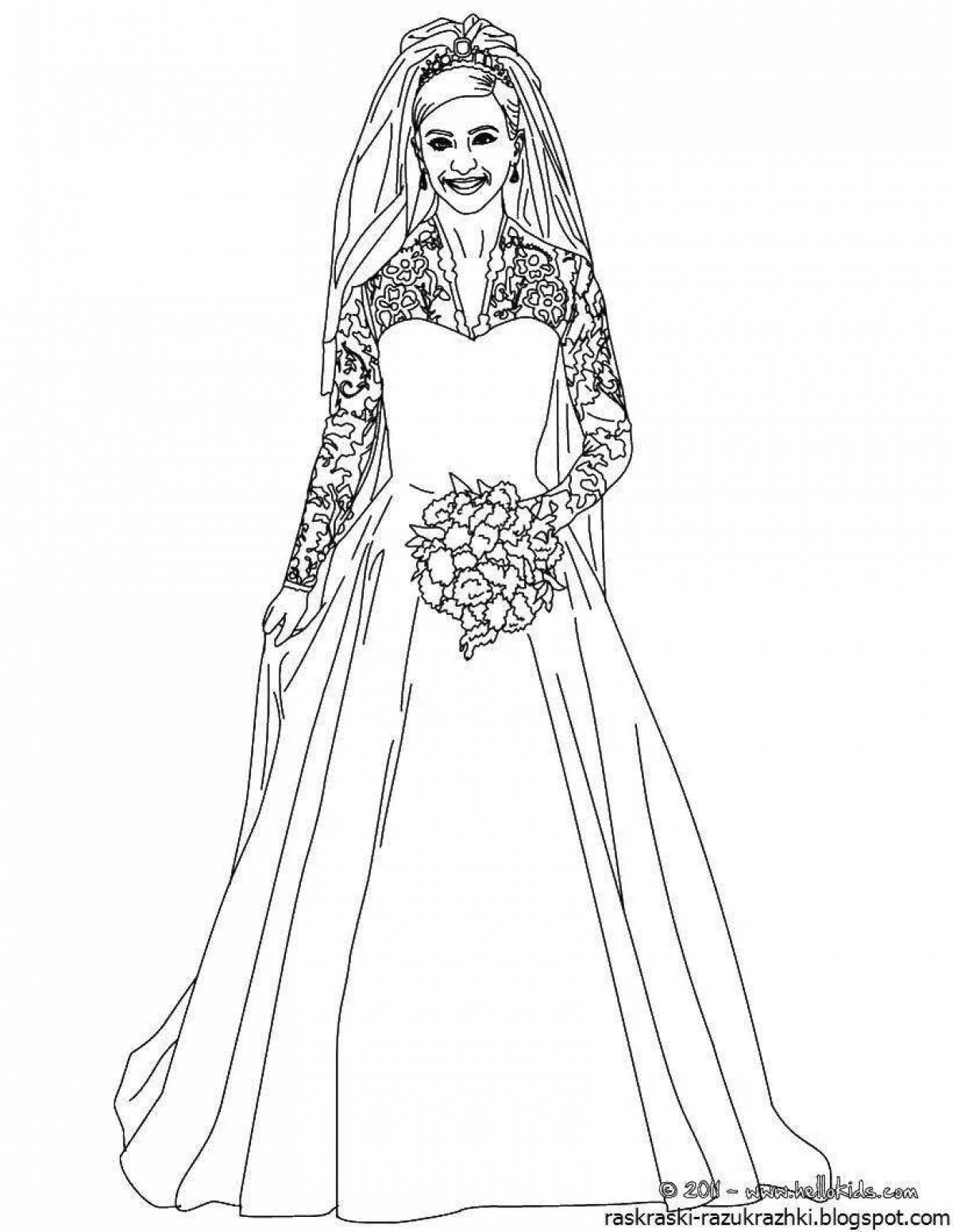 Coloring book beautiful beautiful dress