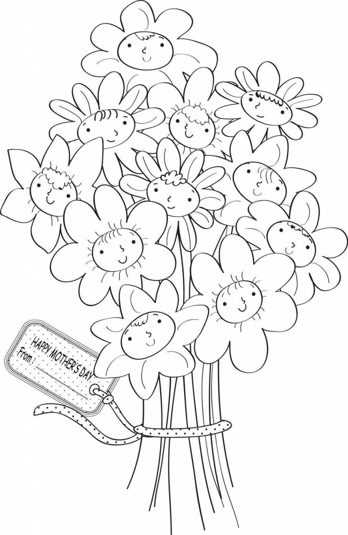 Photo Glitter coloring flowers postcard