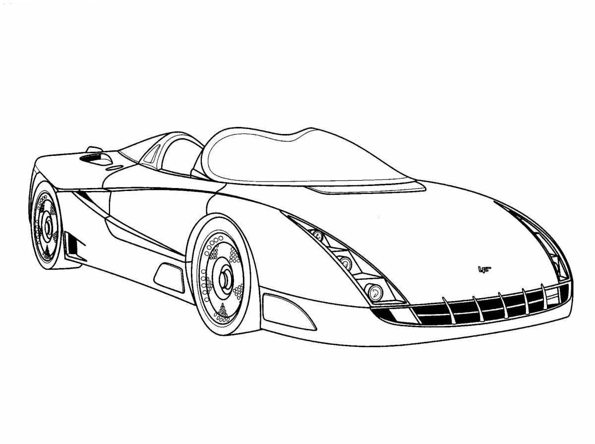 Car coloring page with flickering light