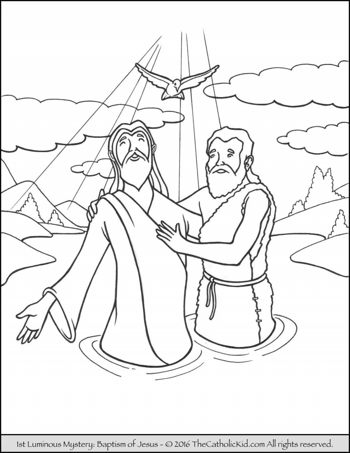Coloring page exalted baptism of jesus