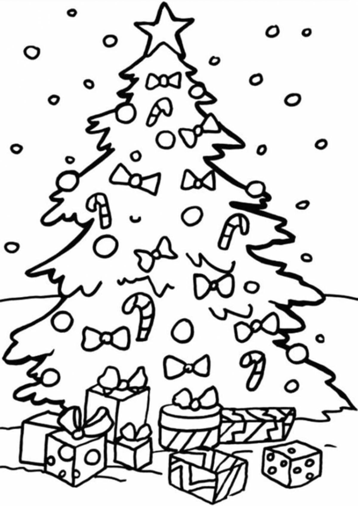 Glitter winter tree coloring page