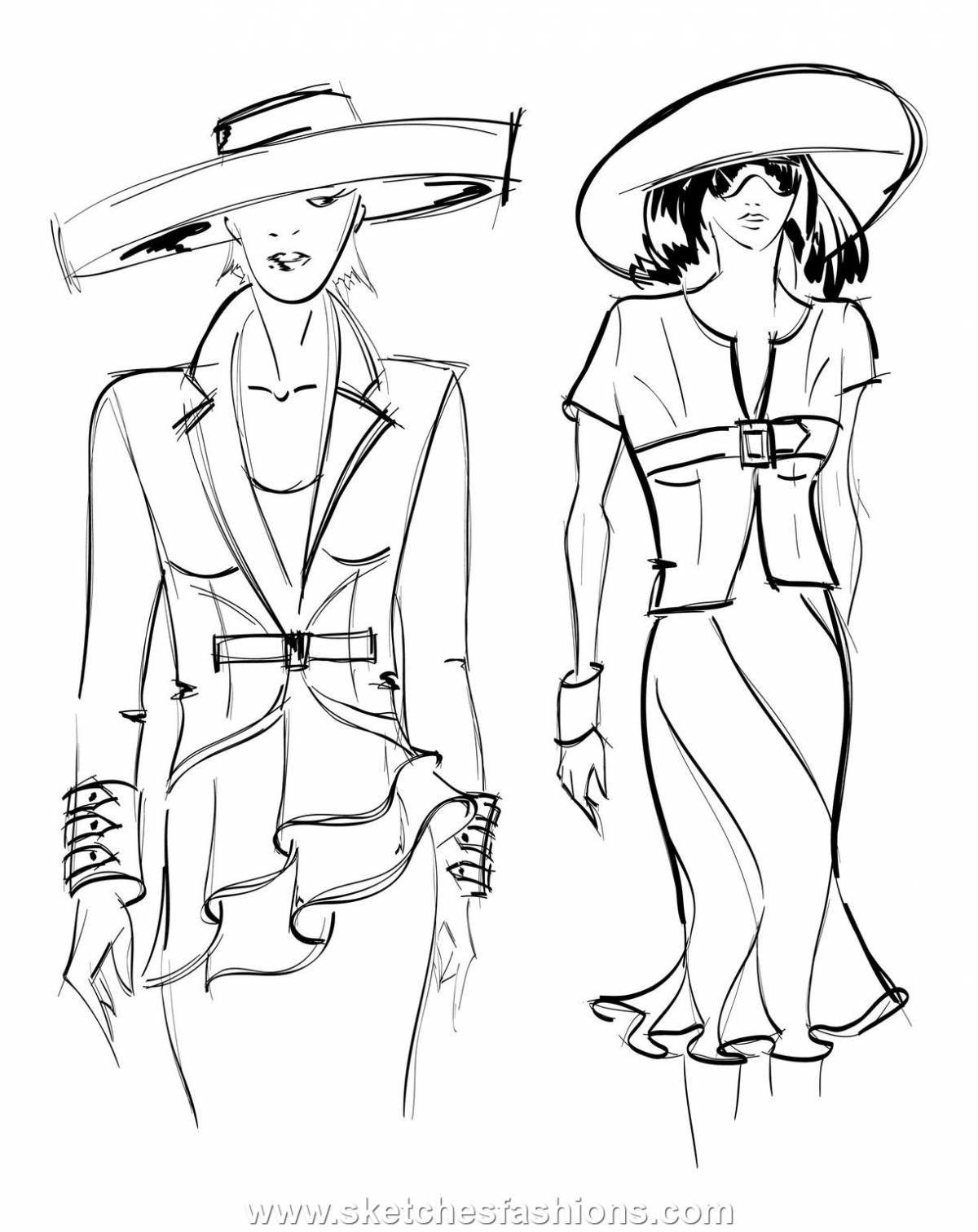 Coloring page unique fashion designer