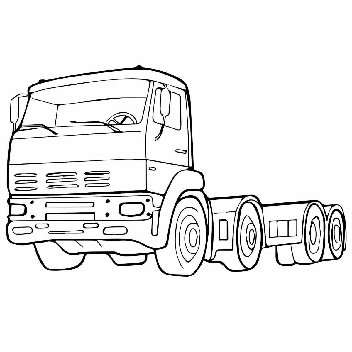Coloring book gorgeous Kamaz truck