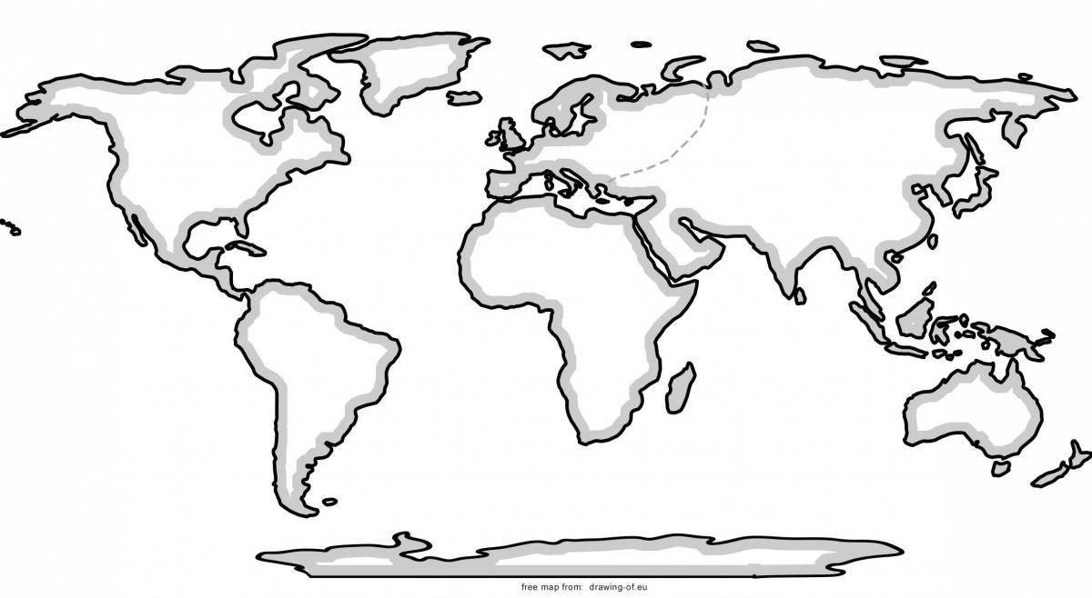 Игривая страница раскраски географической карты