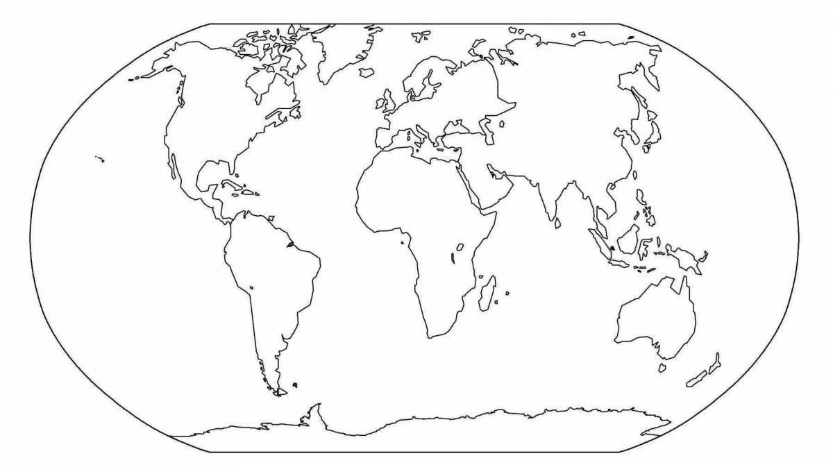 Наводящая на размышления страница раскраски с географической картой