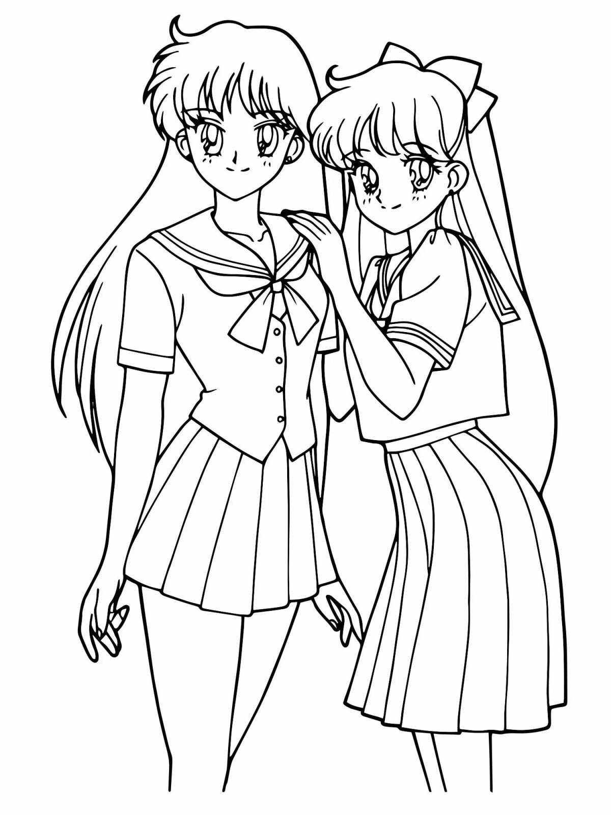 Glorious anime girlfriends coloring pages