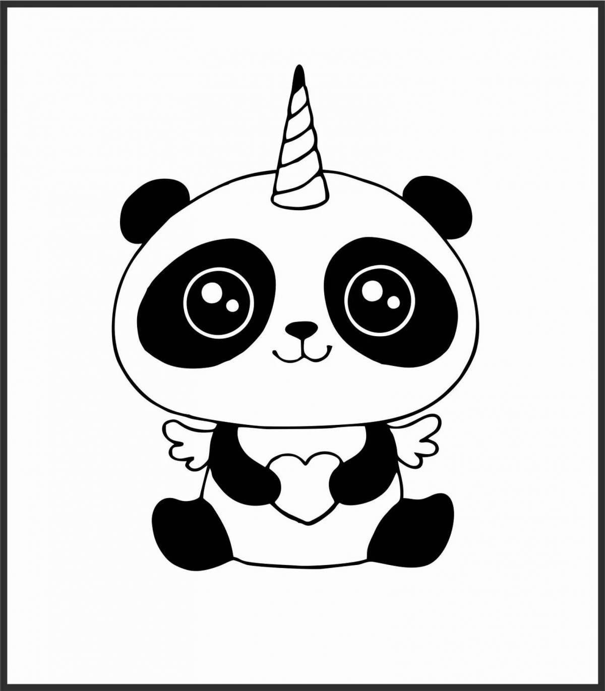 Очаровательная милая панда-раскраска