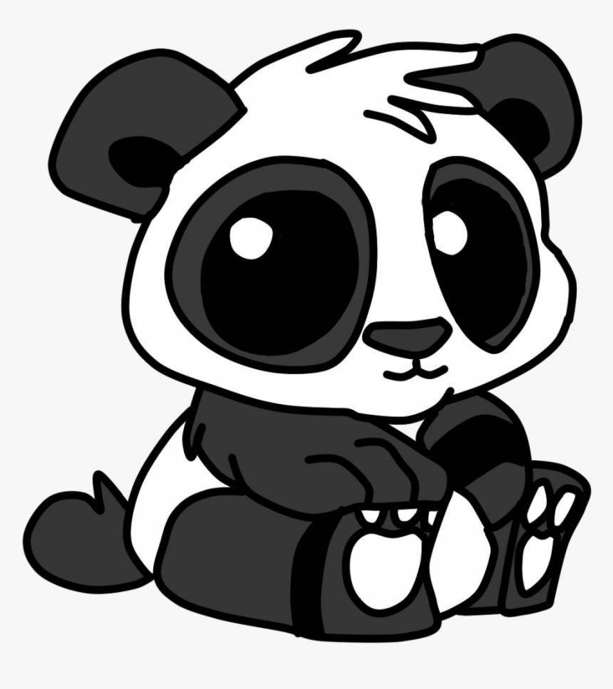 Радостная милая панда раскраска