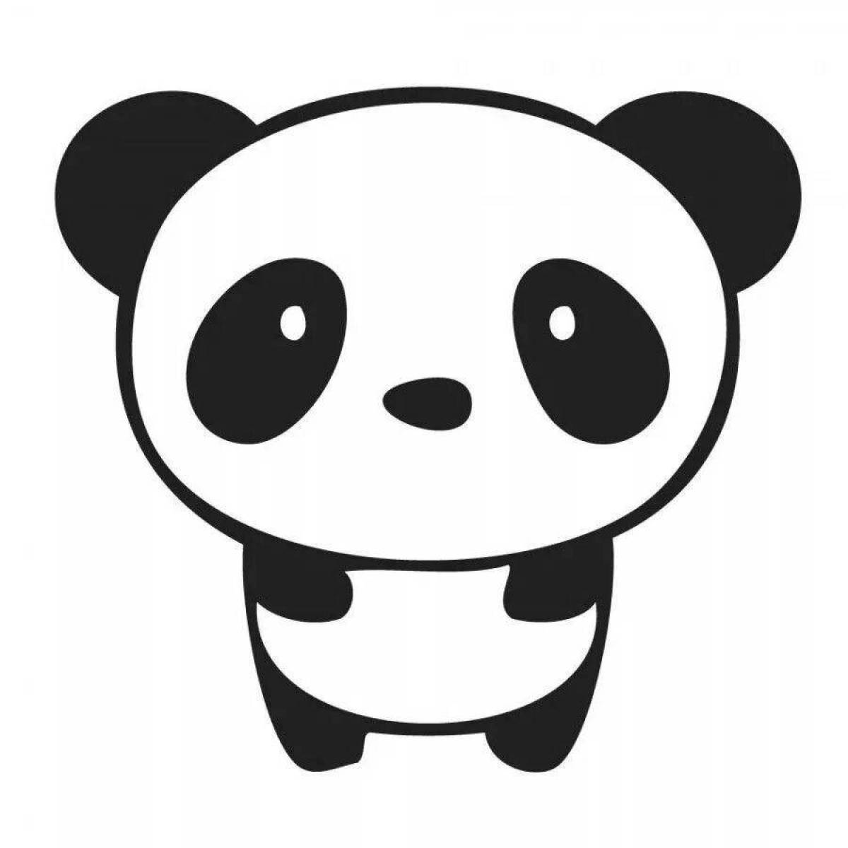 Веселая милая панда-раскраска