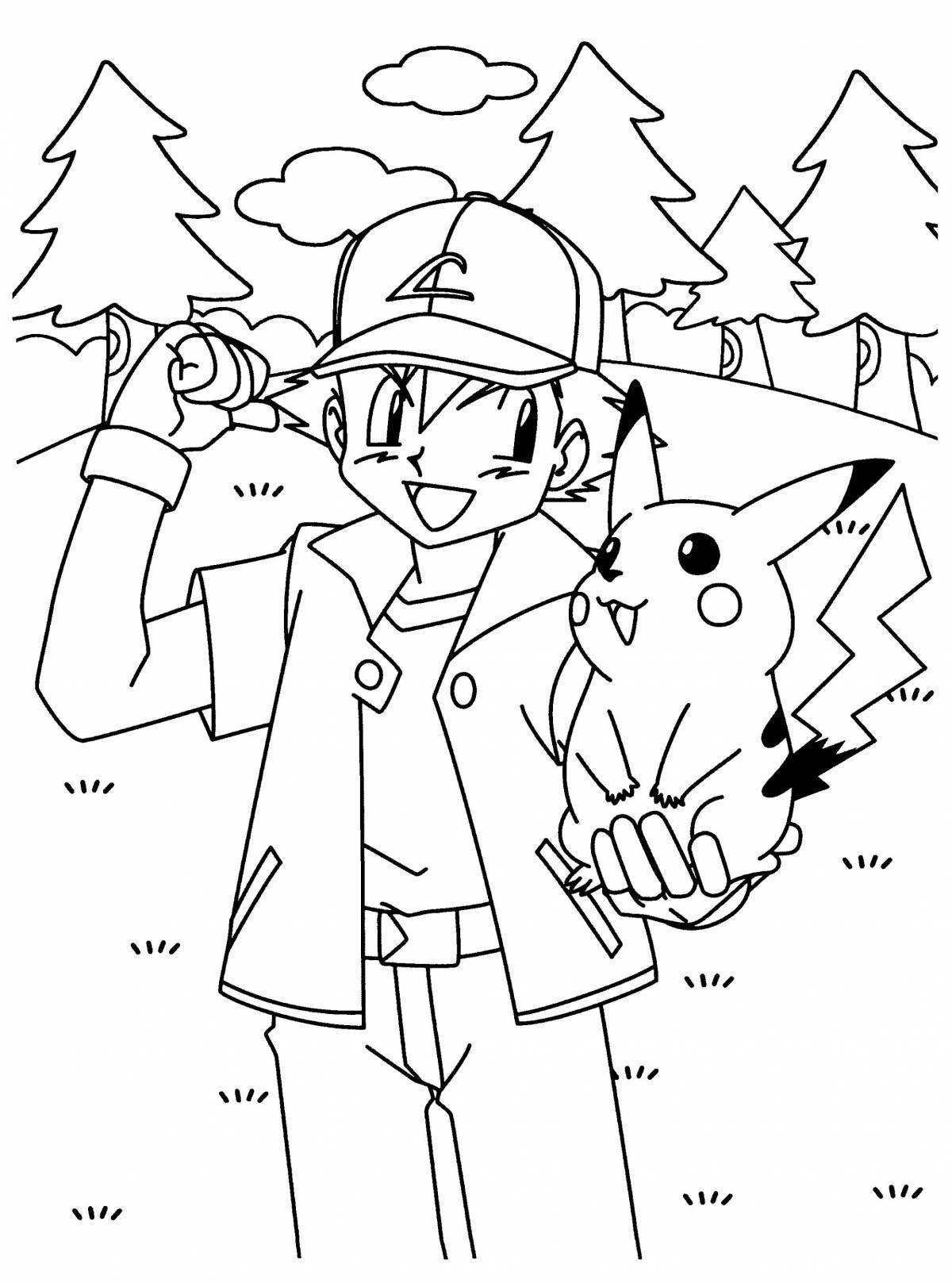 Glowing pikachu coloring page
