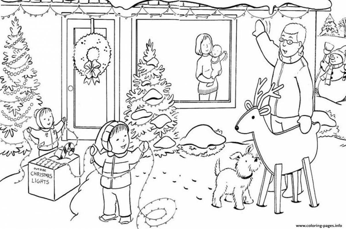 Colorful Christmas family coloring book
