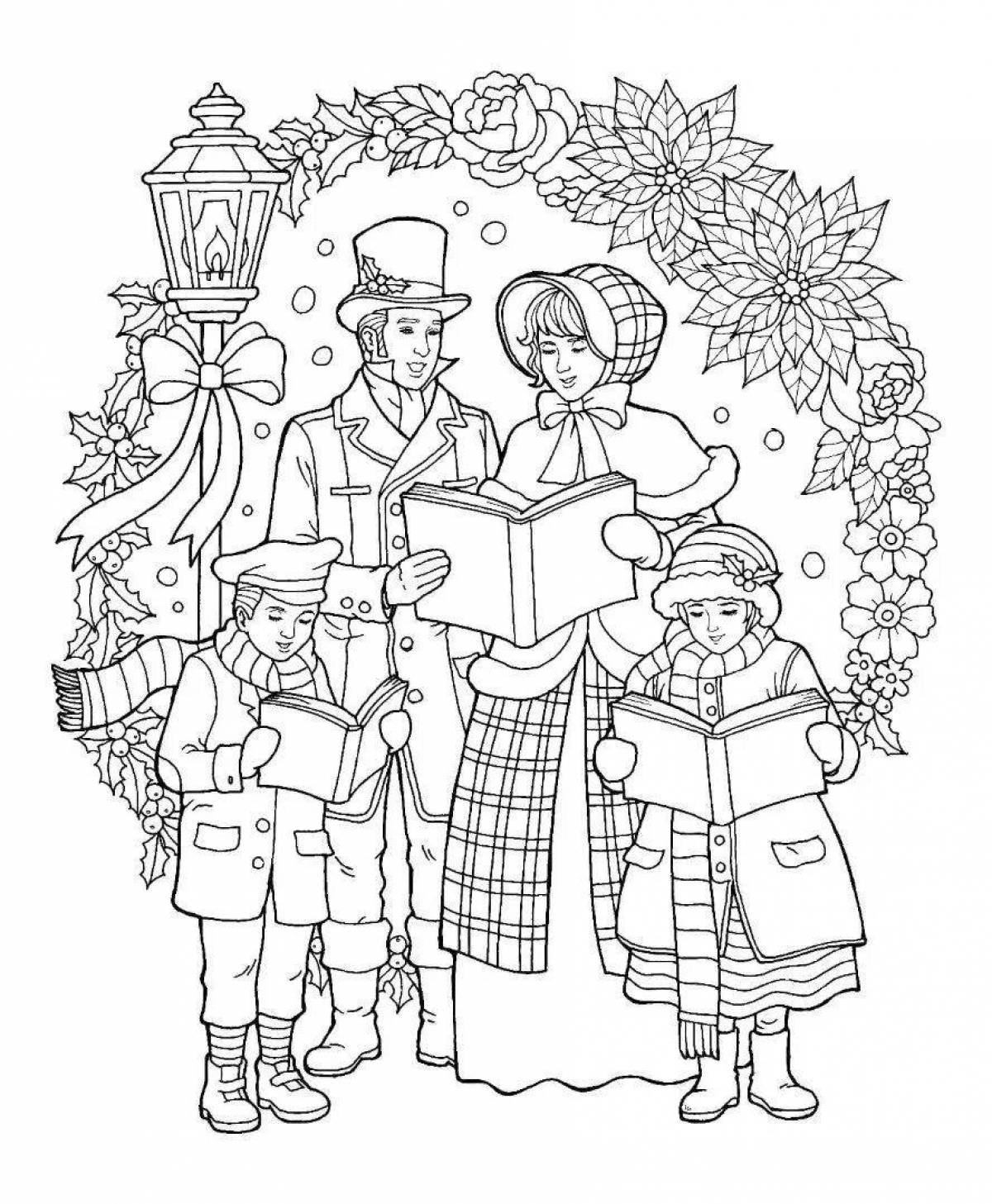 Bright Christmas family coloring book