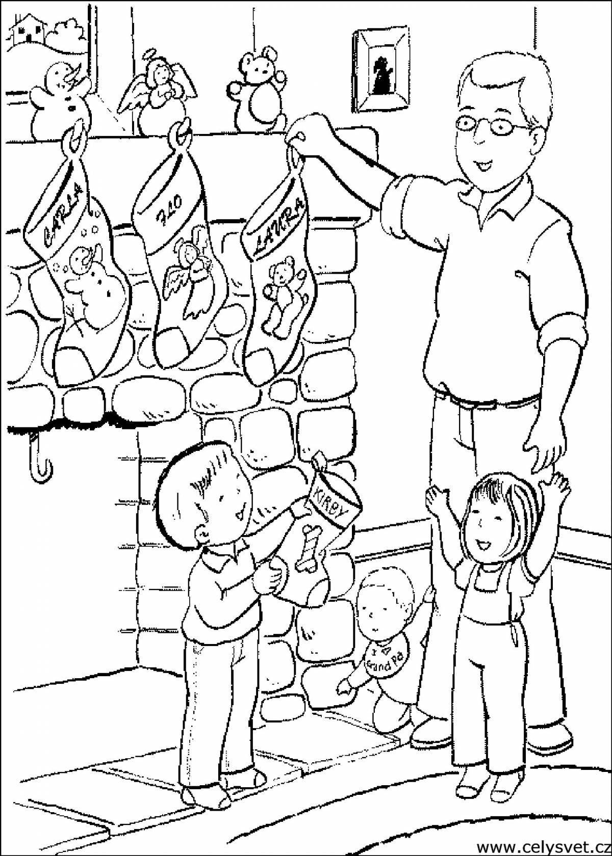 Exuberant Christmas family coloring book