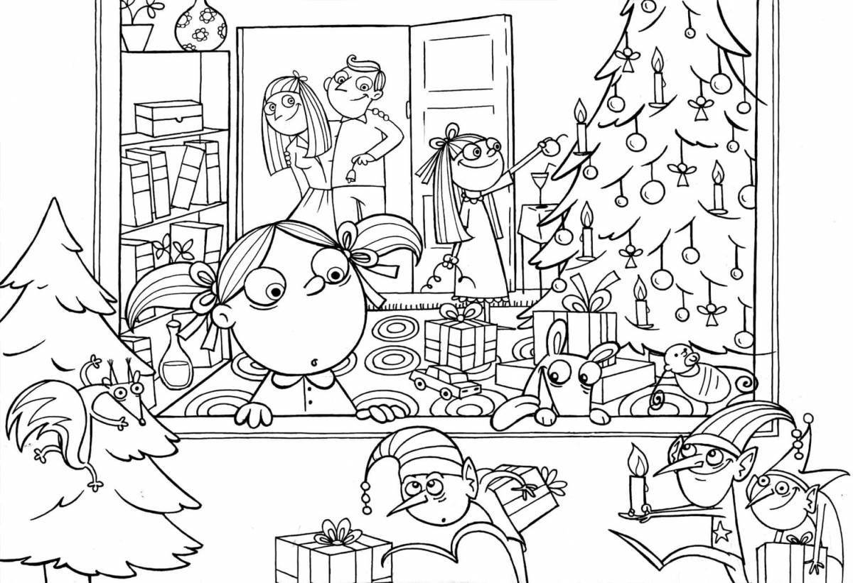 Exciting Christmas family coloring book