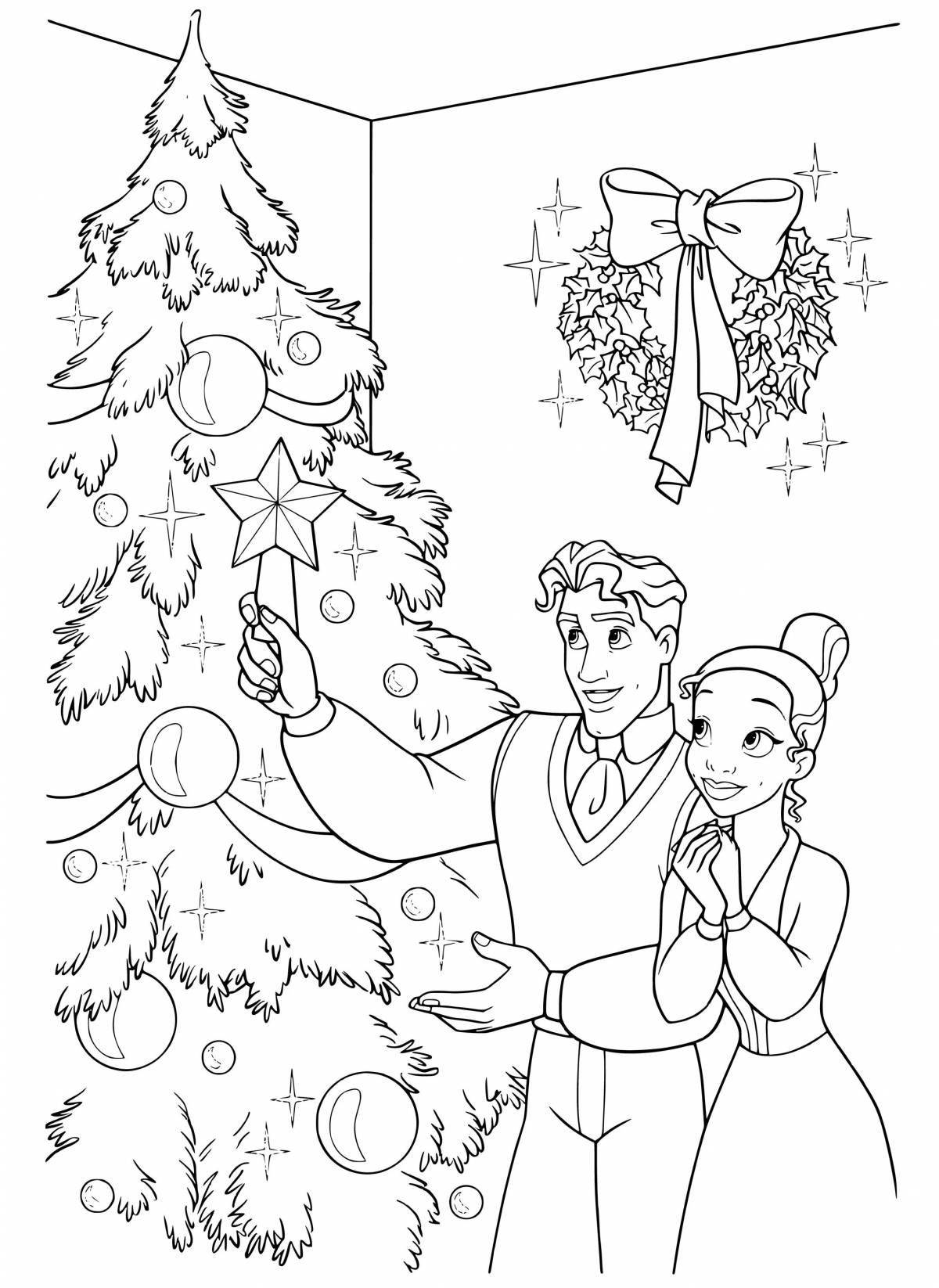 Funny new year family coloring book