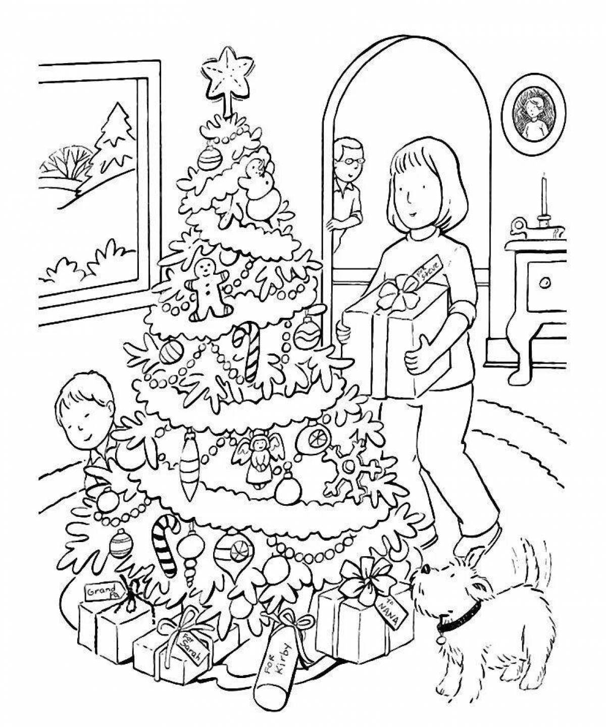 Fascinating Christmas family coloring book