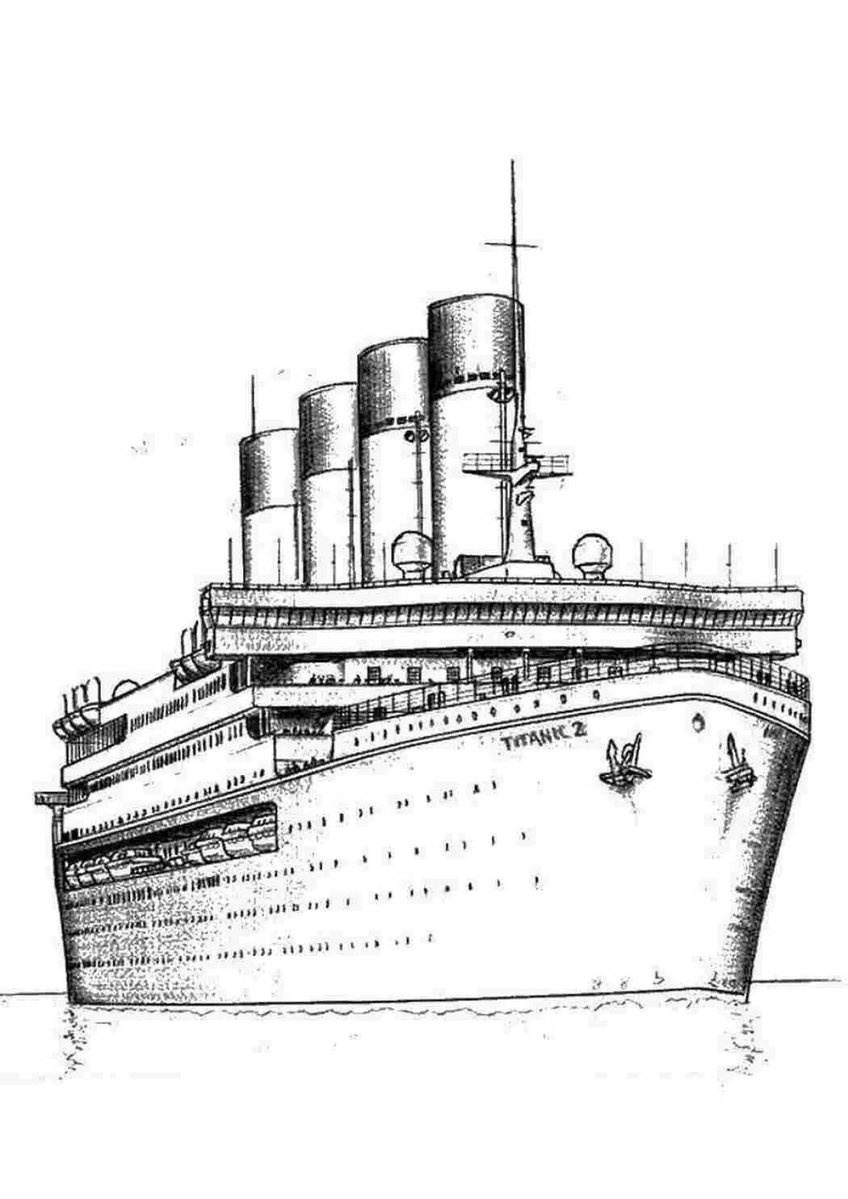 Colorful large ships coloring page