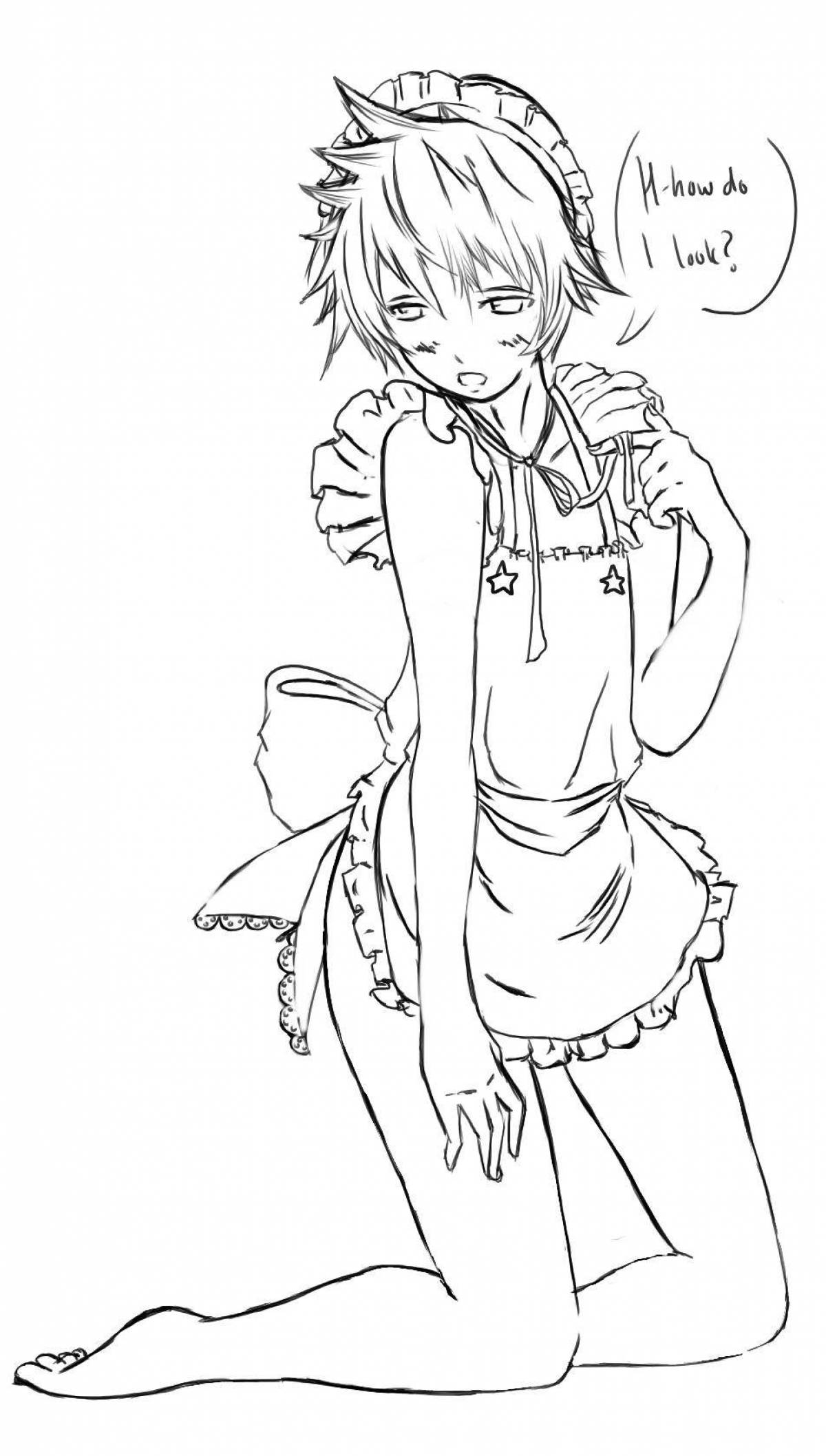 Charming anime maid coloring book