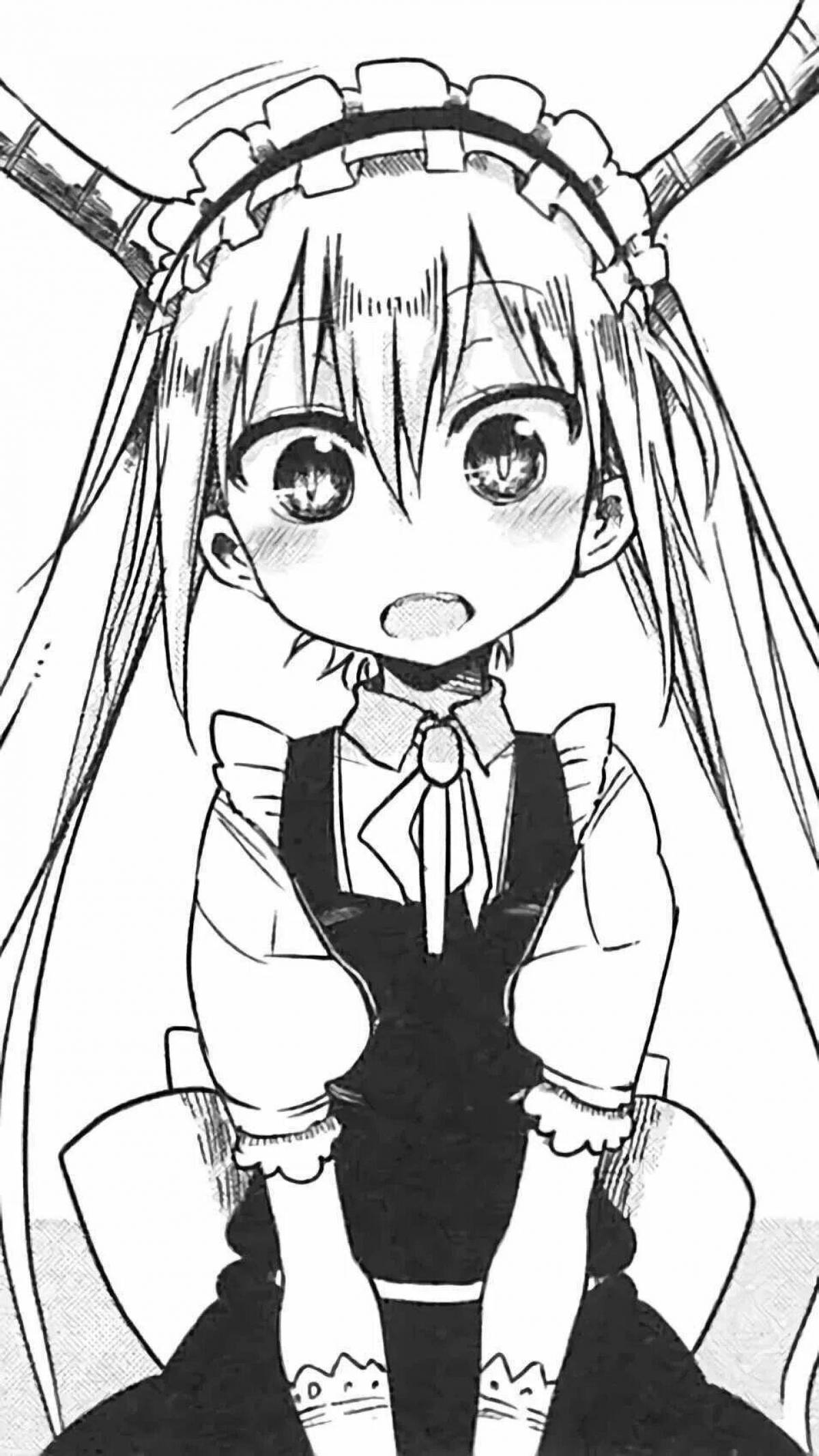 Cute anime maid coloring page