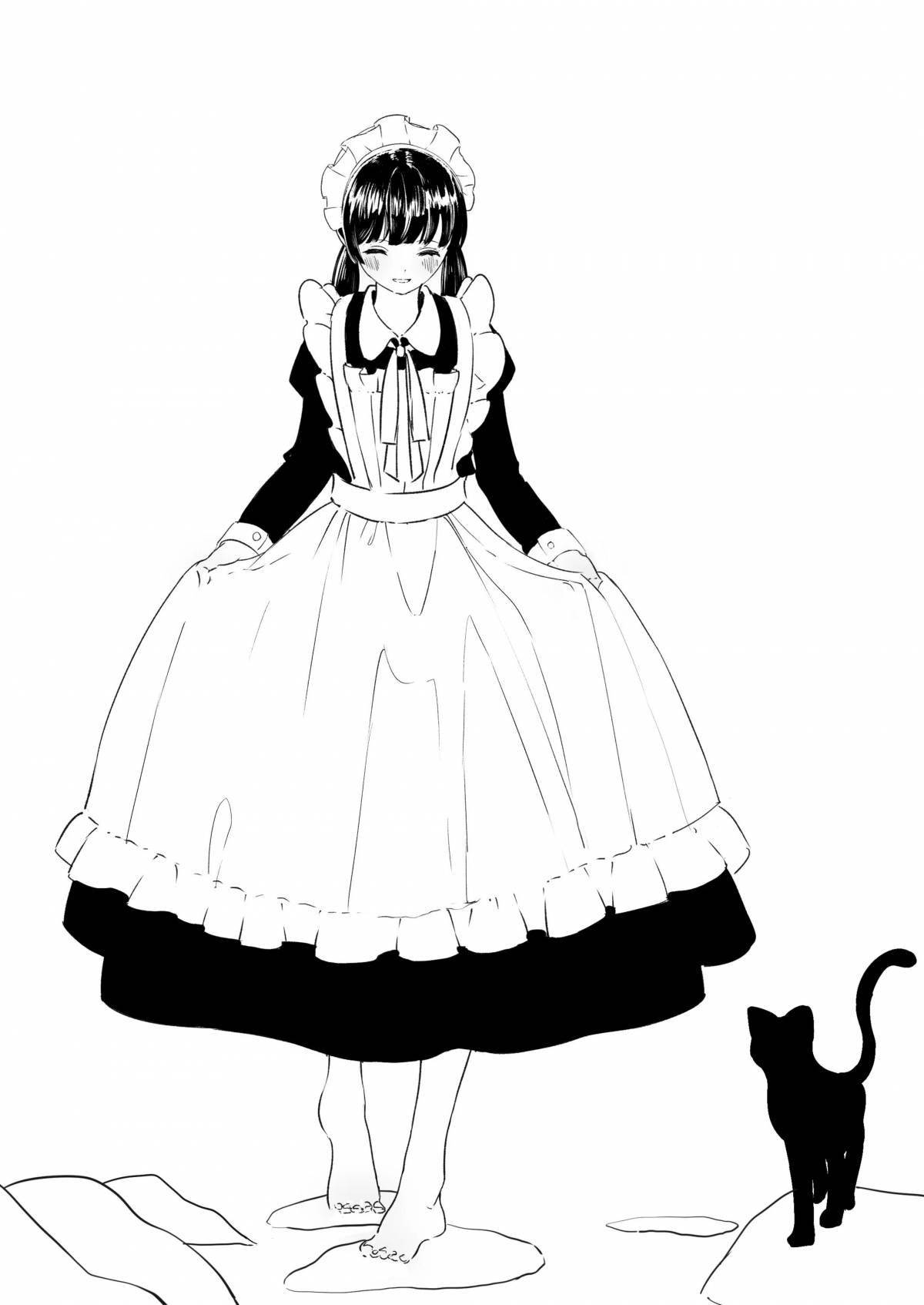 Awesome anime maid coloring page