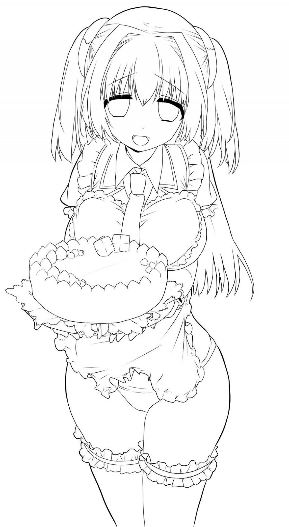 Coloring dreamy anime maid