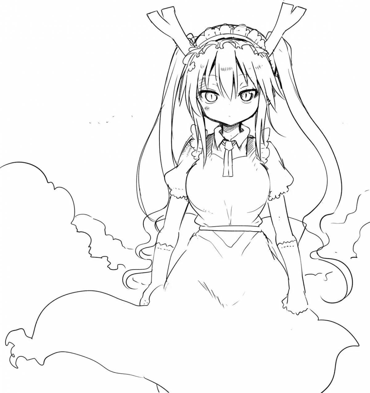 Colouring serene anime maid