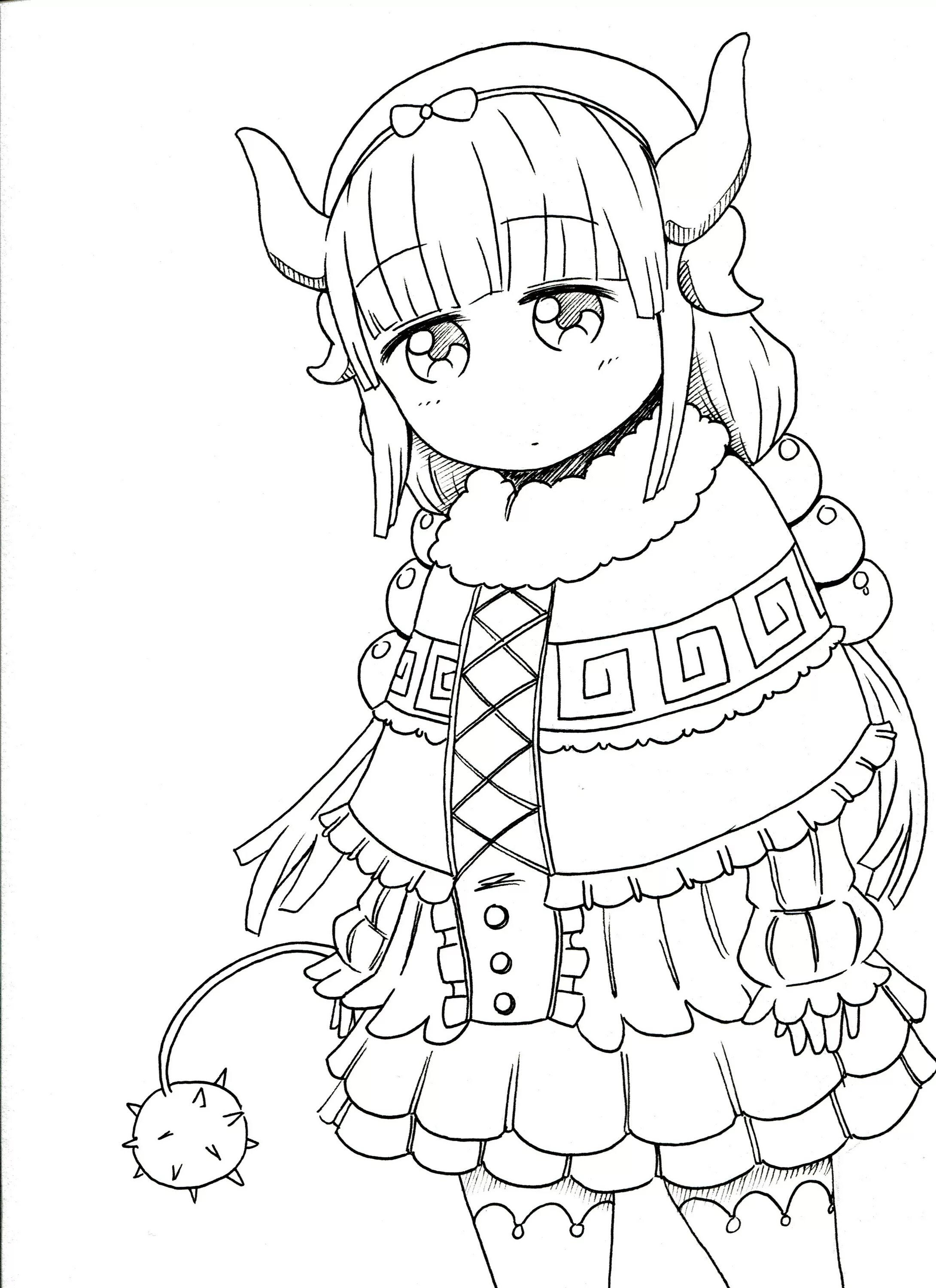 Coloring book blissful anime maid