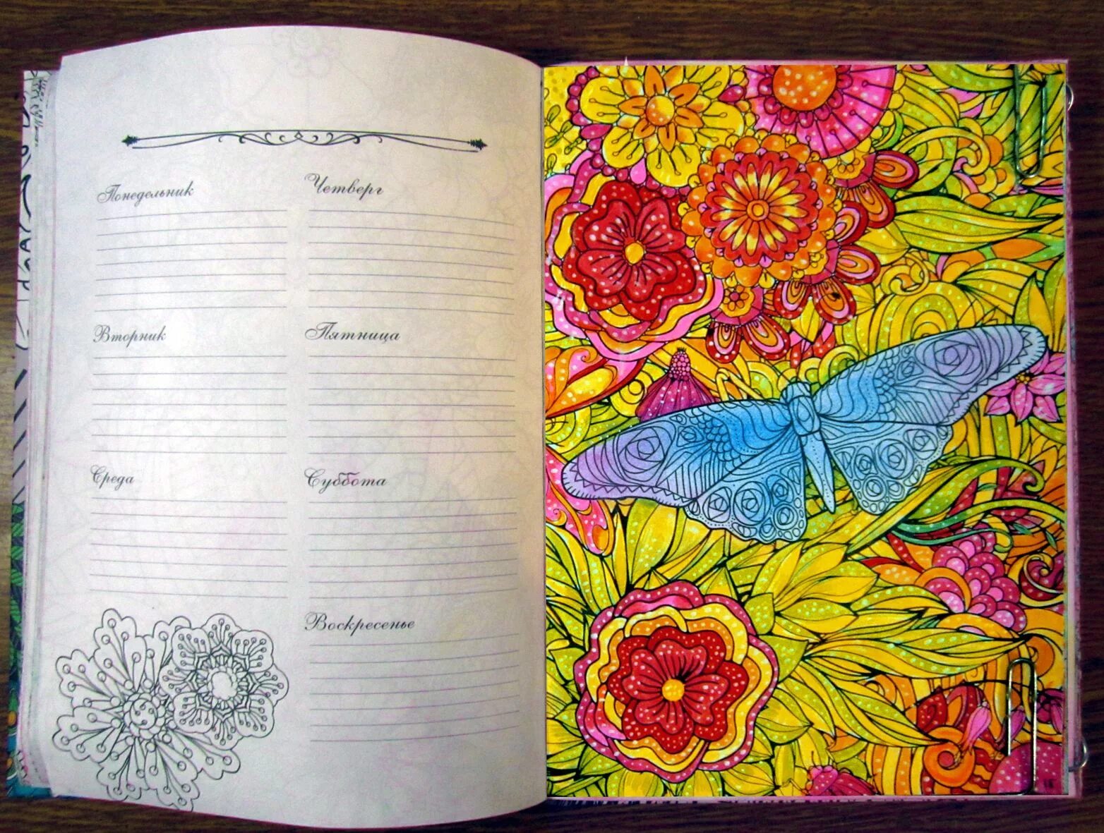 Inviting anti-stress coloring diary