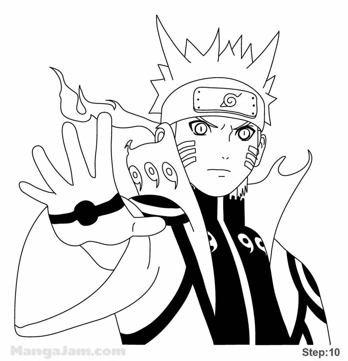 Naruto coloring book with bright light