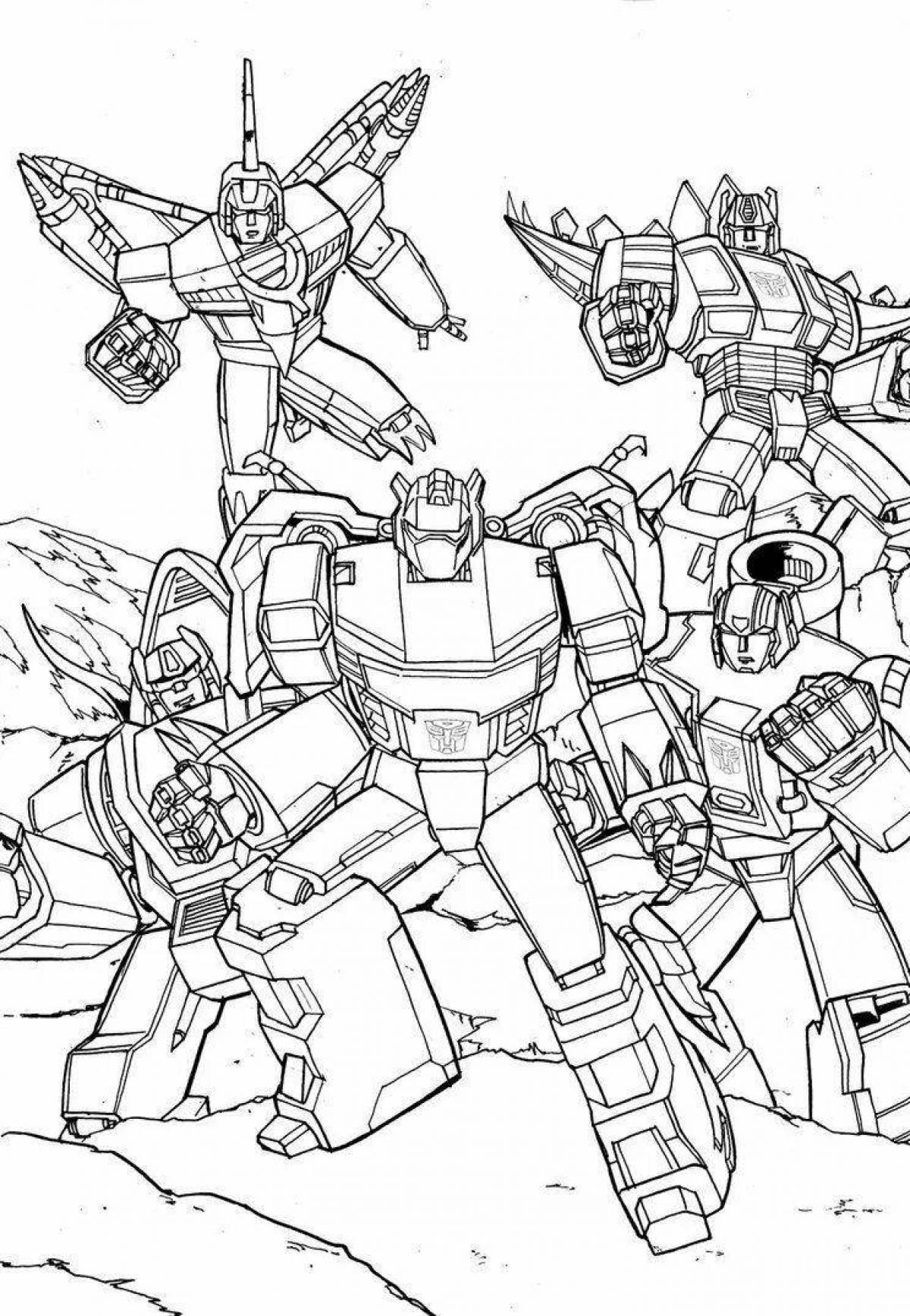 Intricately complex robot coloring page