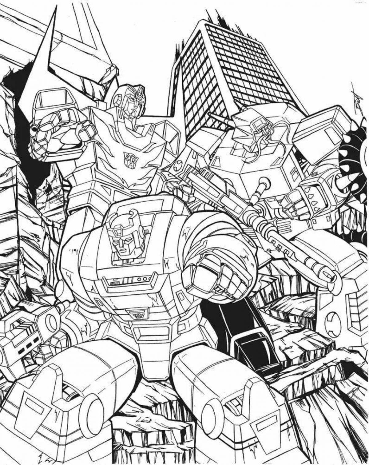 Fun coloring page for complex robots