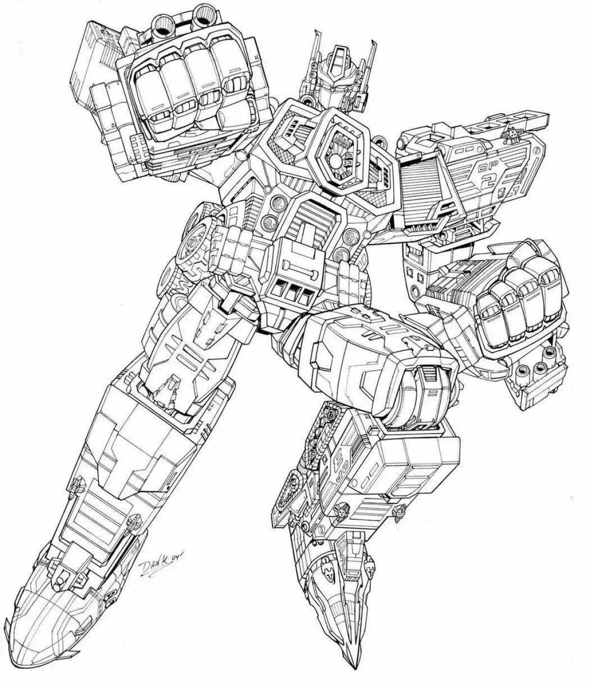 Adorable complex robot coloring page