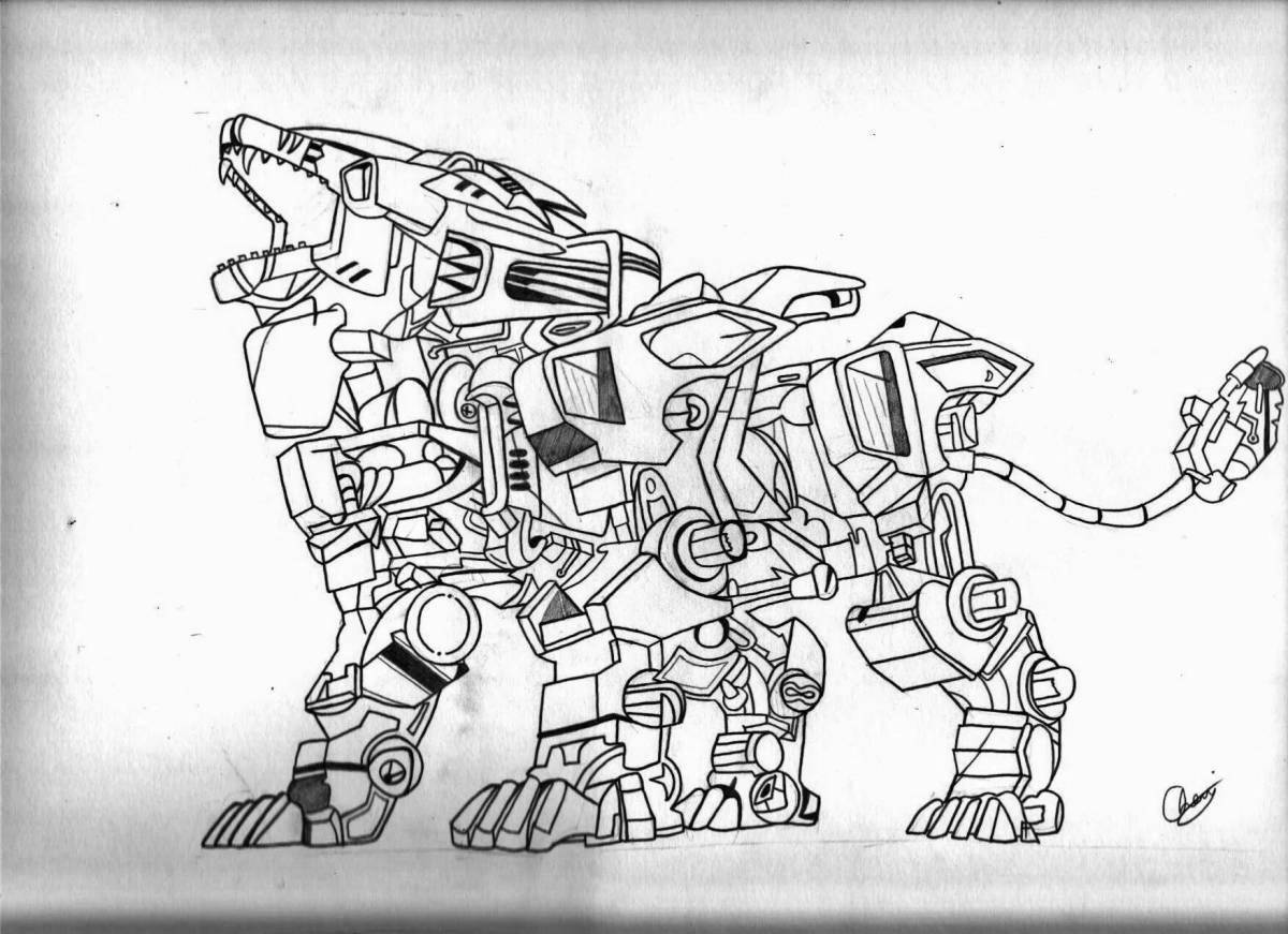 Coloring book gorgeous complex robot