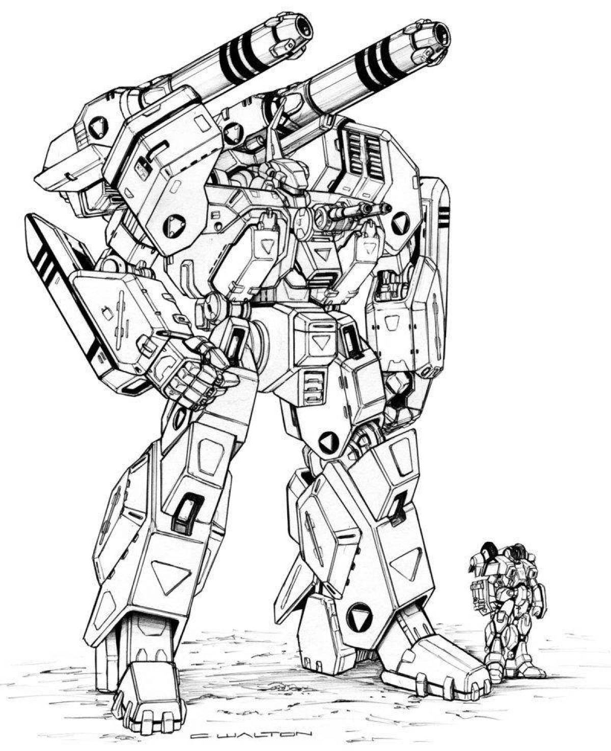 Innovative complex robot coloring page