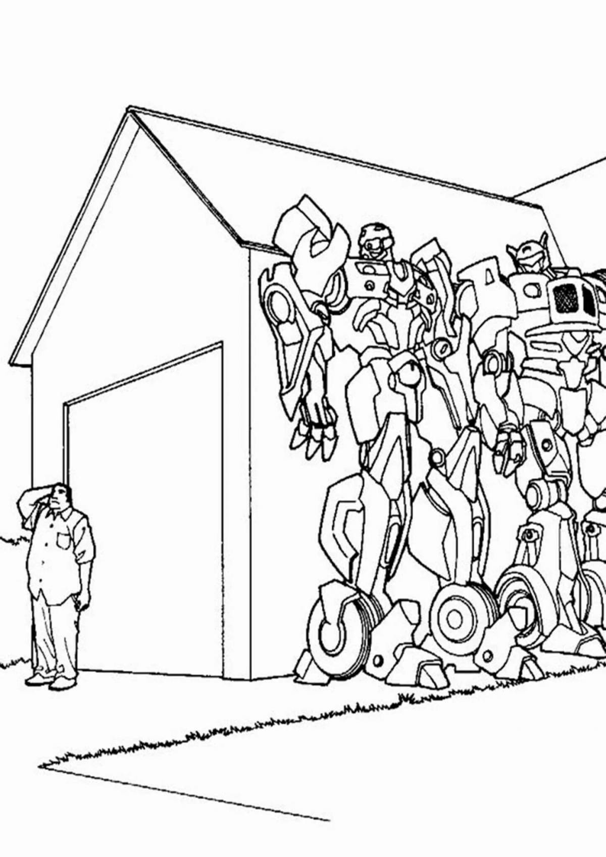 Outstanding complex robot coloring page