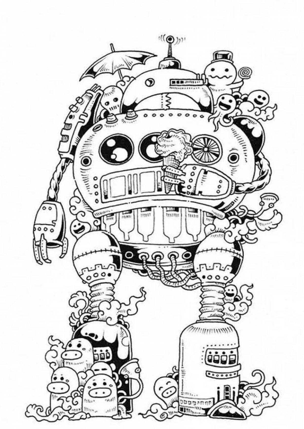 Exciting complex robot coloring book