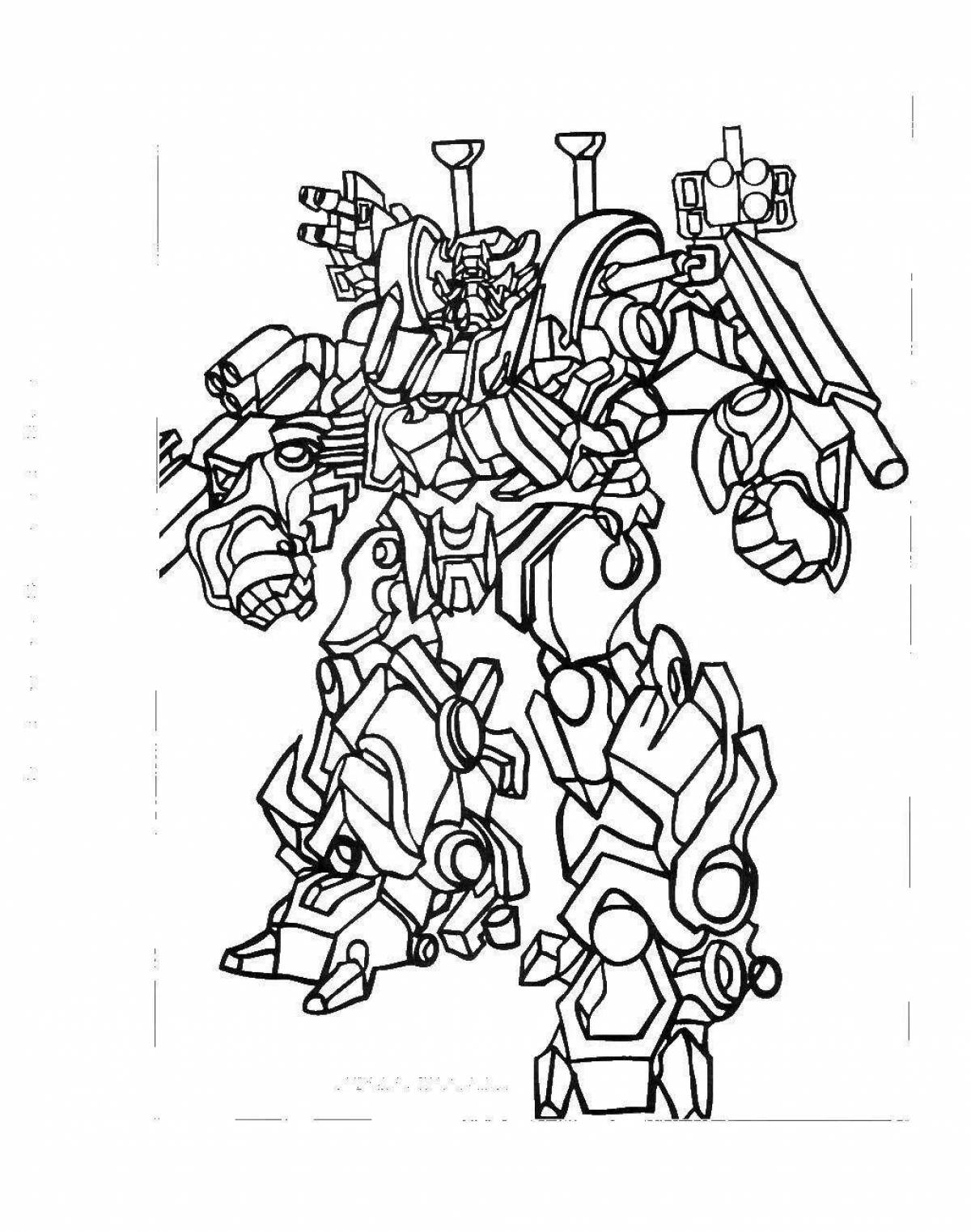 Glamorous complex robot coloring page