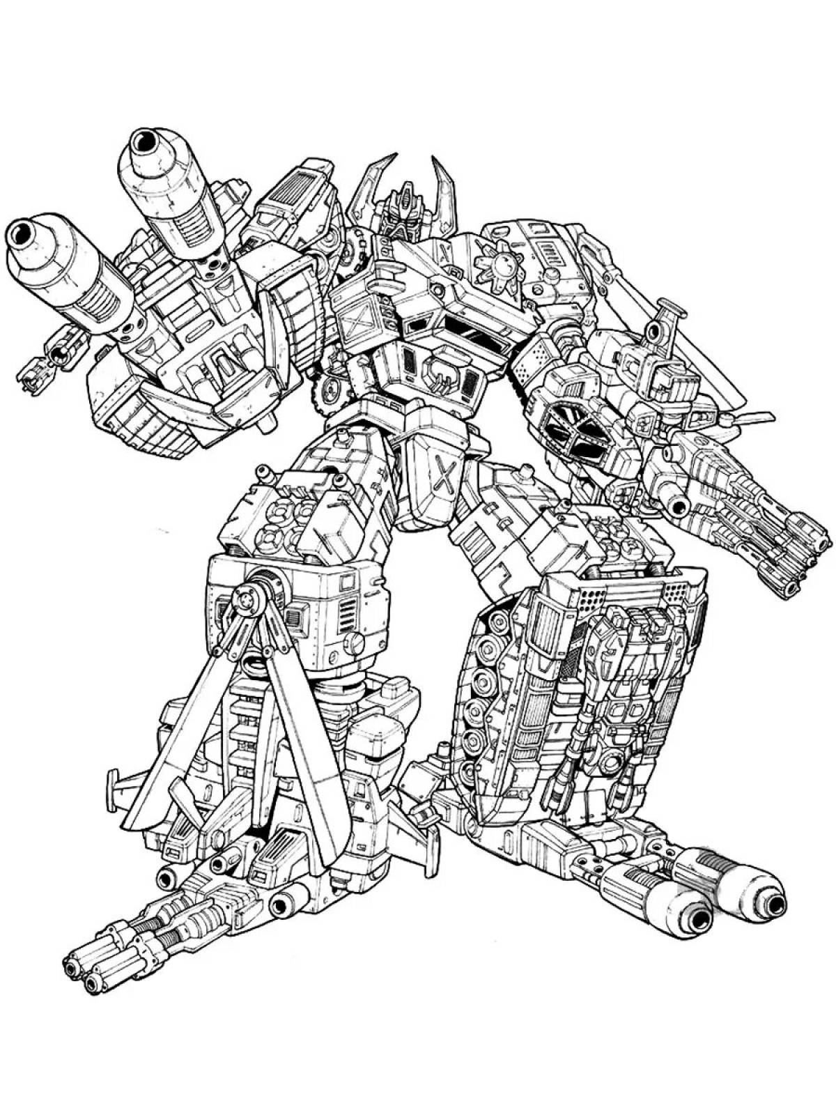 Coloring book elegant complex robot