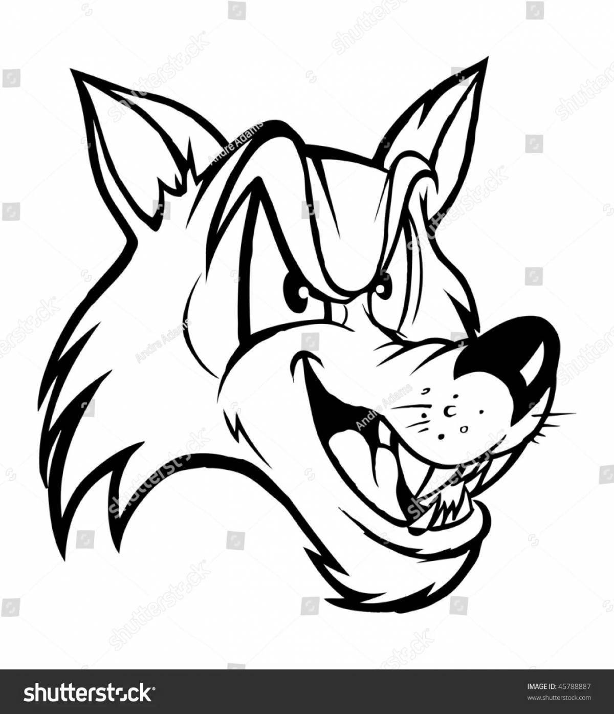 Bright coloring cartoon wolf