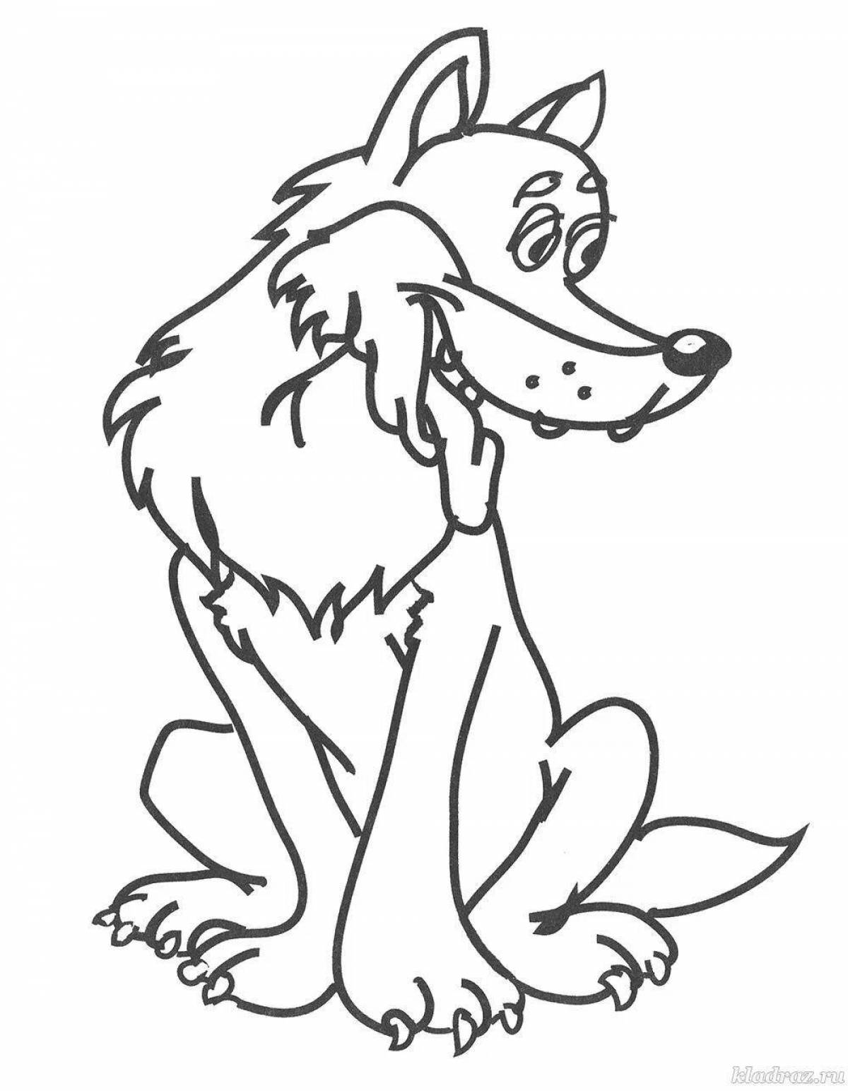 Animated cartoon wolf coloring book