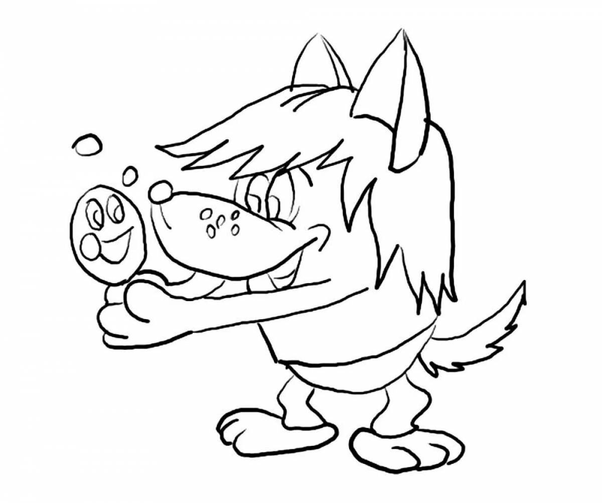 Cunning coloring wolf cartoon