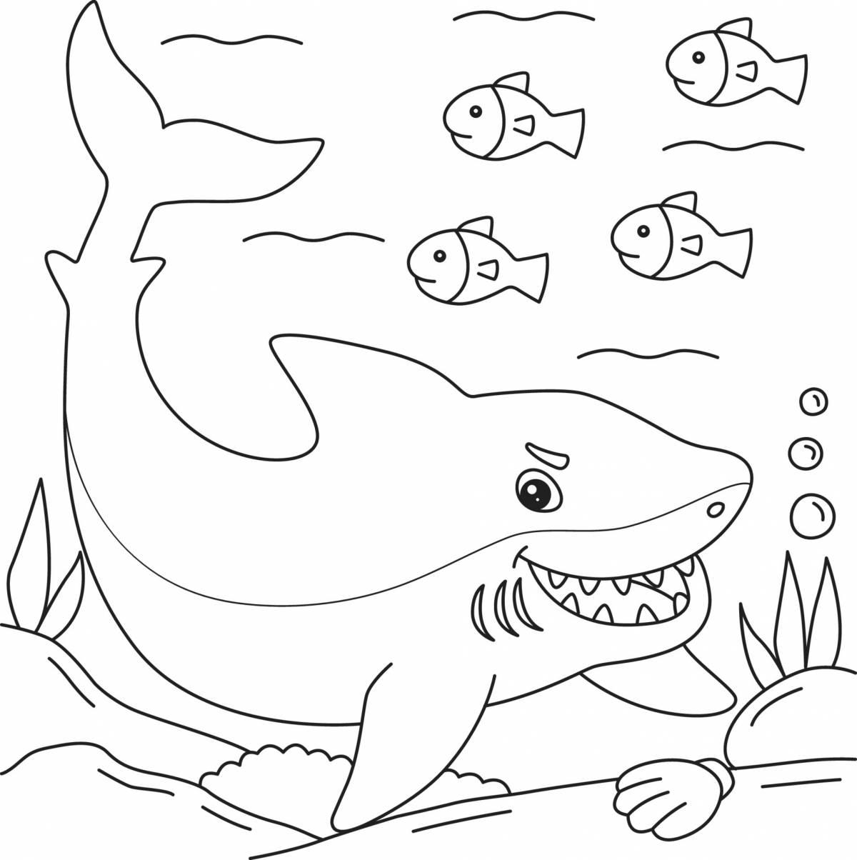 Comic coloring fat shark