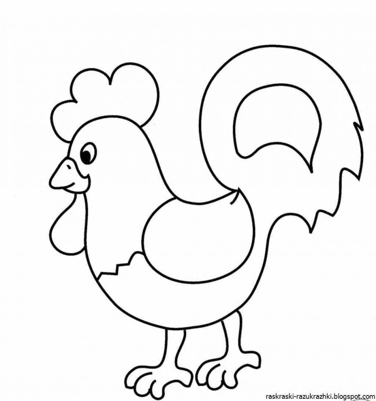 Coloring book playful rooster